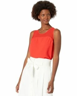 Best Pirce ⌛ Anne Klein Shirts & Tops Women Mixed Media Shell ❤️