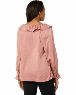 Cheapest 😍 Anne Klein Shirts & Tops Women Tonal Wave Jacquard Ruffle Tulla Blouse 🔥 -Anne Klein Sales 71HeoNPrtL. AC SR736920