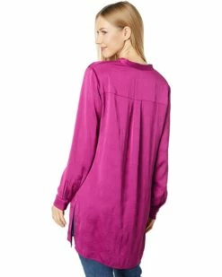 Flash Sale 🔥 Anne Klein Shirts & Tops Women Charmeuse Nehru Tunic 💯 -Anne Klein Sales 71x1LX3nML. AC SR736920