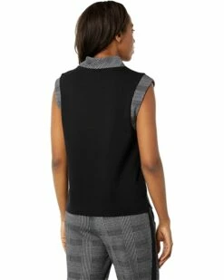 Best Sale ❤️ Anne Klein Shirts & Tops Women Mock Neck Vest Plaid & Serenity Knit 🧨 -Anne Klein Sales 81mJhJ6aHaL. AC SR736920