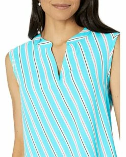Promo ✔️ Anne Klein Shirts & Tops Women Bias Stripe Sleeveless Split-Neck Blouse 🔔 -Anne Klein Sales 81qZFFC41aS. AC SR736920
